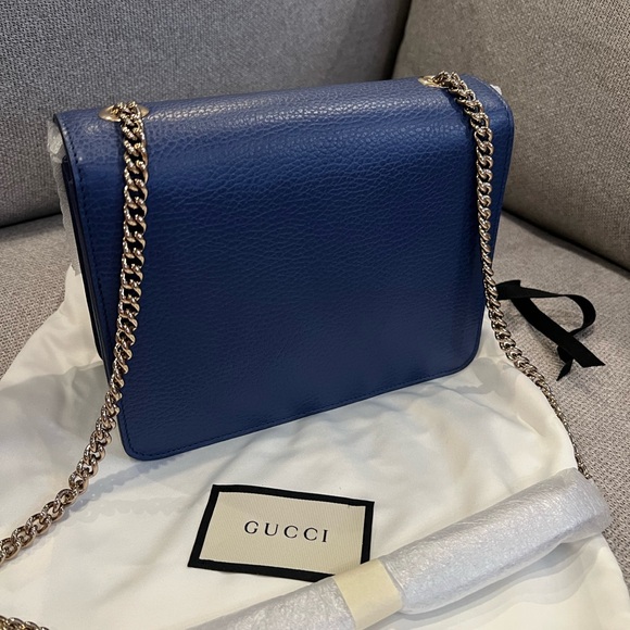 NEW Gucci Interlocking GG Logo Blue Caspian Chain Bag - Picture 15 of 16